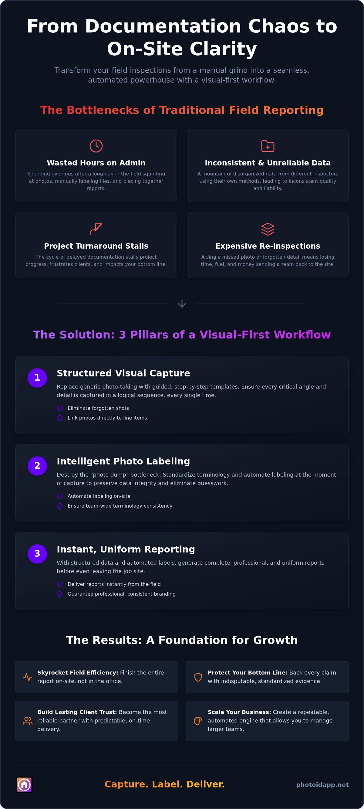 Mastering Standardized Inspection The Field Teams Guide to Quality Control - Infographic | PHOTO iD by U Scope | #1 photo app for contractors Mastering Standardized Inspection: The Field Team’s Guide to Quality Control